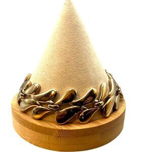 Vintage Monet Gold Tone Sculptural Leaf Link Bracelet with Safety Chain